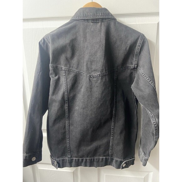 Cisos Jean Jacket Womens UK4 (us 7/9) Black Trucker Heavy Denim Button Front EUC - Picture 2 of 11